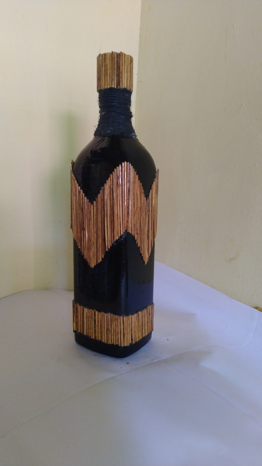 Chevron Wood Matchstick Bottle view 2