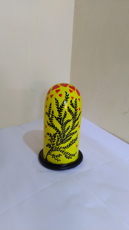 Yellow Heart Glass Dome Cover