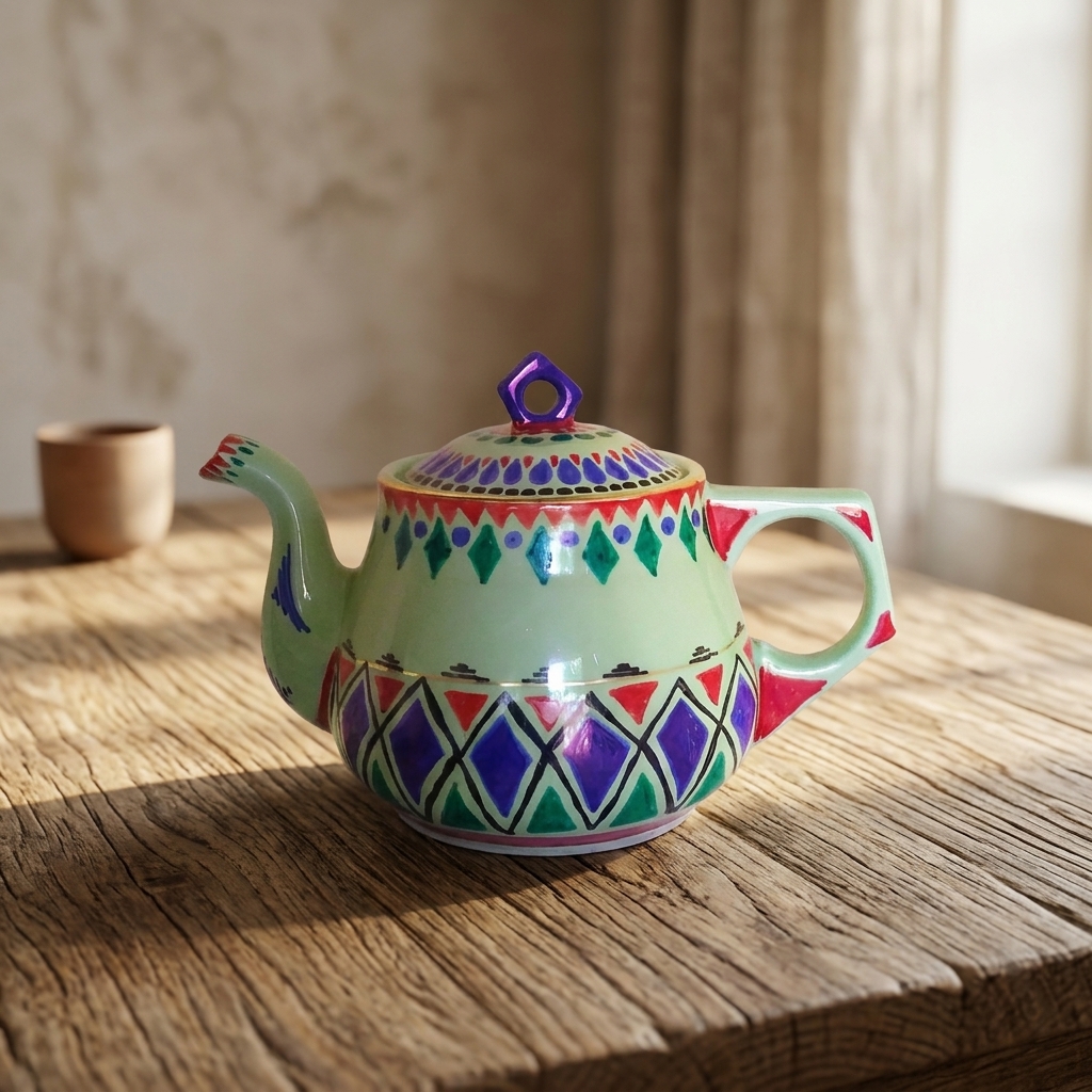 Mandala Painted Ceramic Teapot